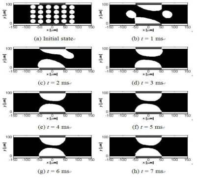 Time evolution of LMPA filler at Vf=46% and μresin=0.19kg/m·s for hybrid ACA composites.