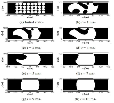 Time evolution of LMPA filler at Vf=60% and μresin=0.38kg/m·s for hybrid ACA composites.