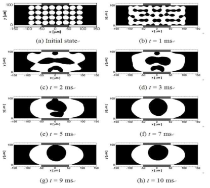 Time evolution of LMPA filler at Vf=60% and μresin=0.57kg/m·s for hybrid ACA composites.