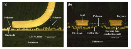 Morphology of the conduction path between formed by using hybrid composite without reduction capability.