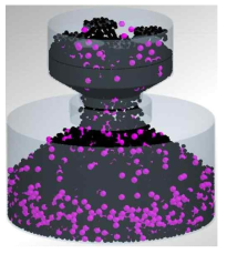 반응 용기 내의 광석 및 탄재의 동시 장입에 따른 혼화 거동 시뮬레이션의 예