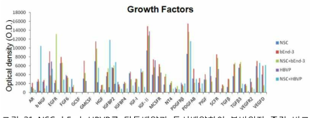 NSC, bEnd, HBVP를 단독배양과 동시배양하여 분비인자 증감 비교