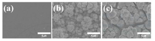 SEM images of CIGS thin films using bath A according difference of potential.