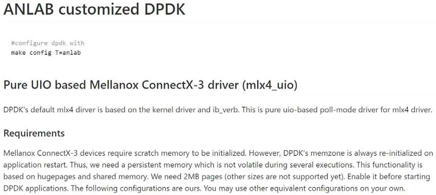 40Gbps Mellanox 네트워크 카드를 위한 DPDK 드라이버 제작 및 오픈소스화 (https://github.com/ANLAB-KAIST/dpdk)