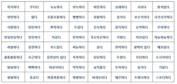 촉감 형용사의 종류