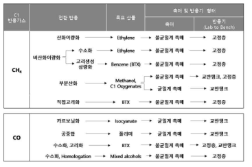 C1 가스 화학전환 기술 분류