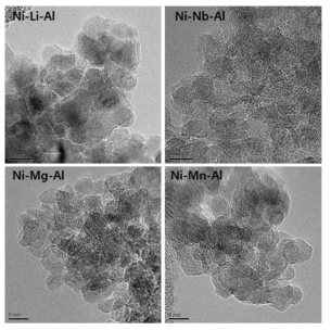 NiO-MOx-γ-alumina 촉매 (M=Mn, Mg, Li, Nb)의 TEM 분석결과