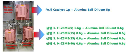 Si/Al ratio 변화에 따른 H-ZSM5 촉매의 실험 조건