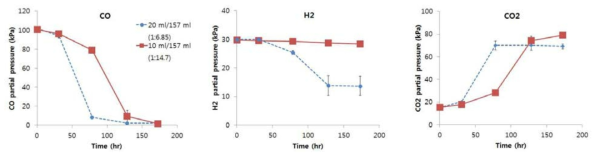 Headspace : 배지 volume에 따른 gas consumption 비교