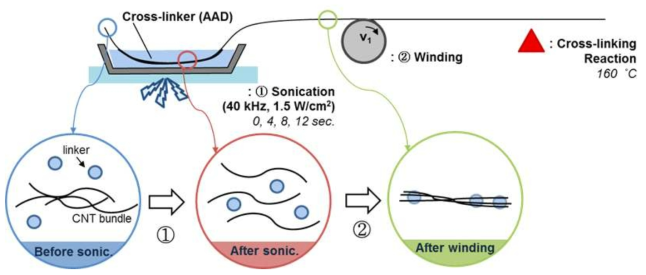 sonication 후 winding 실험의 모식도