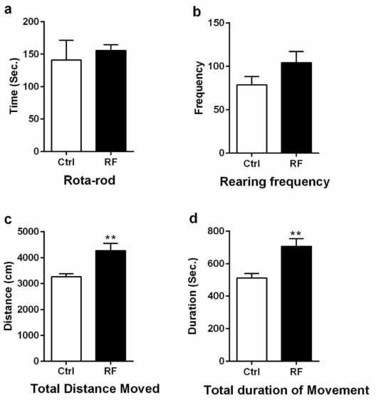 Behavioural tests of RF-EMF exposed mice.