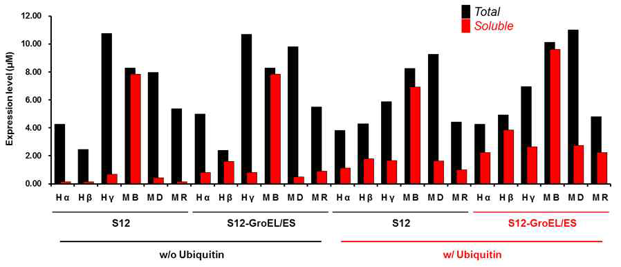 분자샤페론과 ubiquitin을 이용한 sMMO subunit들의 가용성 향상.