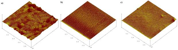 유리기판 위에 증착한 La2NiO4+d 박막의 3D AFM 이미지.