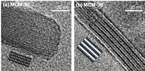 MCM-22와 MCM-36의 TEM 이미지