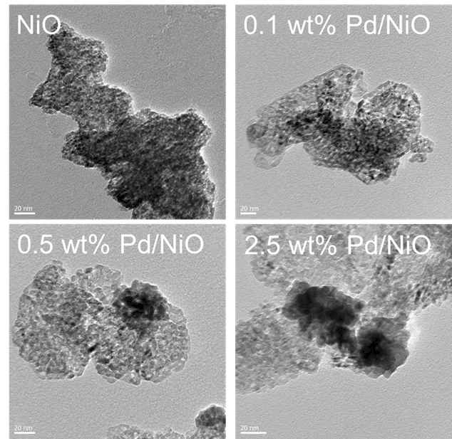 Pd 금속이 담지된 NiO 촉매의 TEM 이미지
