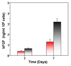 plasmid DNA가 이입된 세포에서의 bFGF 발현량.