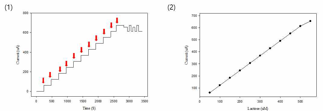 락토오스 농도별 전류