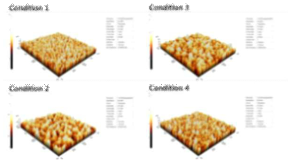 AFM 으로 측정한 증착 조건 변화에 따른 결과