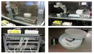 나노선 신경소자 상에 세포를 배양하며, 신경 세포에 전기 자극을 가하고 그에 따른 반응 검출이가능한 전기 자극 측정 시스템 구축