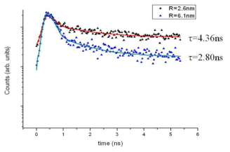시간상관 단일 광자 계수 장치와 NSOM을 결합한 시스템으로 CaSe QD의 형광소멸시간 측정