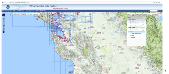 NOAA Shoreline Data Explorer 홈페이지
