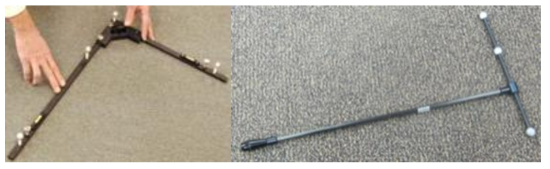 Calibration 도구 (왼쪽)L-frame, (오른쪽)Calibration wand