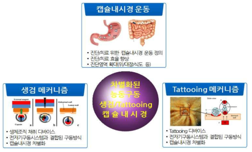 외부조종 캡슐내시경의 다기능 모듈 개발 범위