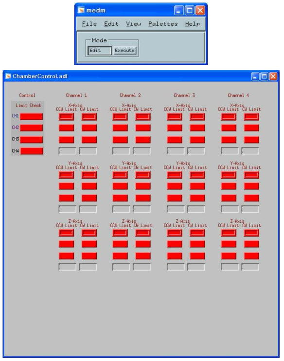 Chamber target 위치제어용 OPI(Operator Interface) 화면