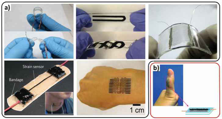 다양한 기능성나노물질-고분자 복합재 소재 기반의 플렉서블, 웨어러블, 피부부착형 센서