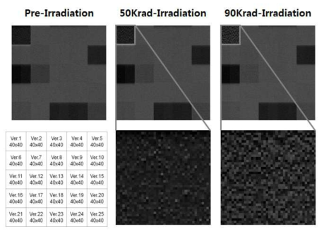 방사선량에 따른 픽셀 성능 변화