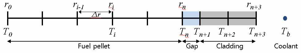 핵연료봉 반경방향 1차원 모델