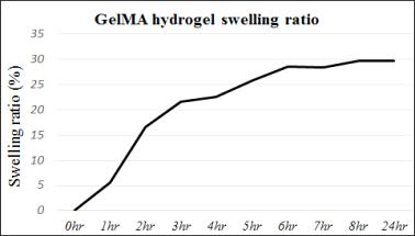 Methacrylated gelatin 기반 하이드로젤의 팽윤비 그래프