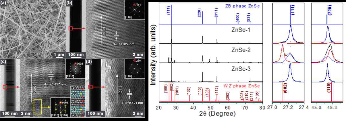 상 조절된 ZnSe 나노선의 구조분석