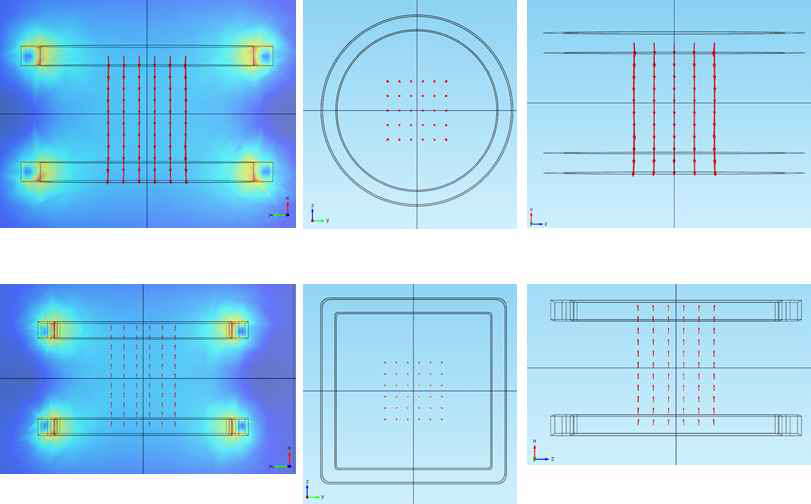 원형 MC Vs 사각 MC 자기장 분포 특성 비교