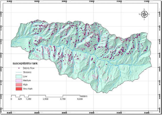 Landslide susceptibility Index Map based on Logistic regression.