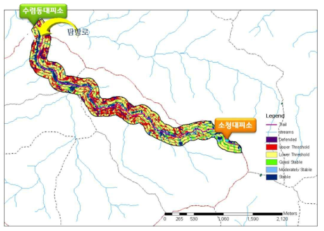 Trail Buffering analysis(Baekdamsa and Daecheongbong sections)