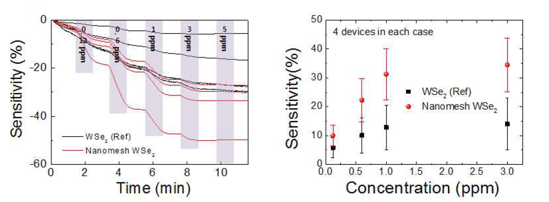 2D반도체 WSe2 Nanomesh구조의 가스감지 특성 향상 연구