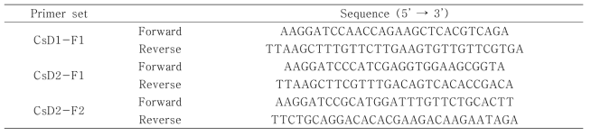 간흡충 도파민 수용체의 단편재조합단백질 클로닝을 위한 primer set