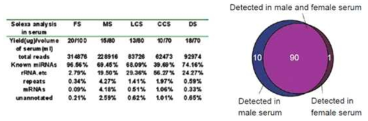 성별 간 혈청 내 microRNA 분포
