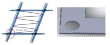 대단위(5 cm × 5 cm × 400 μm)의 그물형 네트워크 구조물 개념도