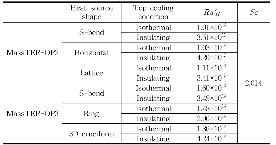 Test matrix for MassTER-OP test.