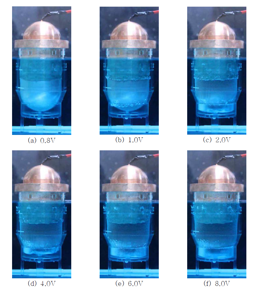 Visualization of nucleate boiling at the external vessel.