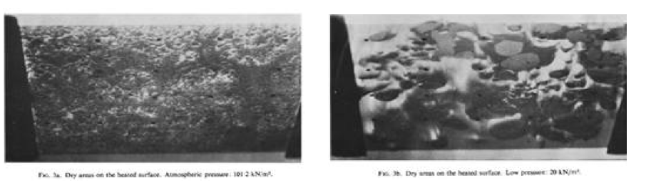 Dry areas on the heater surface (Black dots)