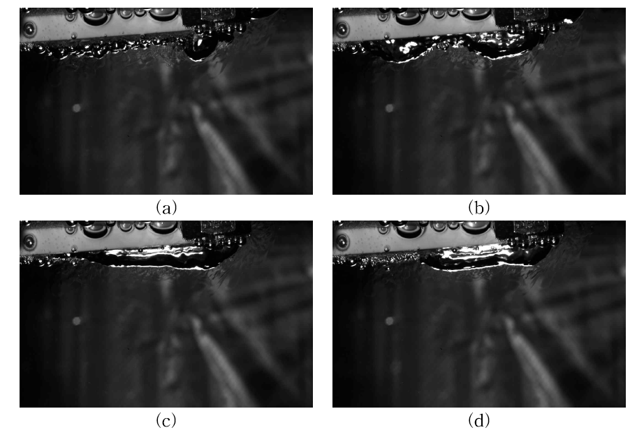 Vapor behavior on an inclined surface (175°).