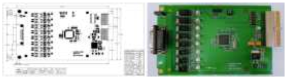 디지털 출력모듈의 PCB도면 및 제작된 PCB