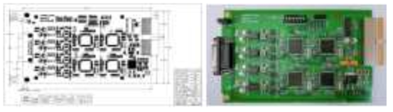 아날로그 출력모듈의 PCB도면 및 제작된 PCB