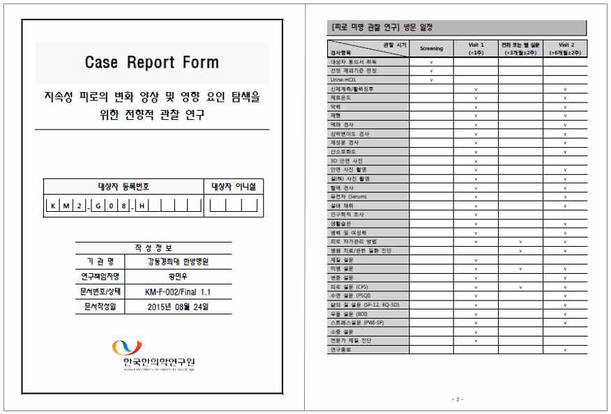 피로형 미병 관찰연구 CRF