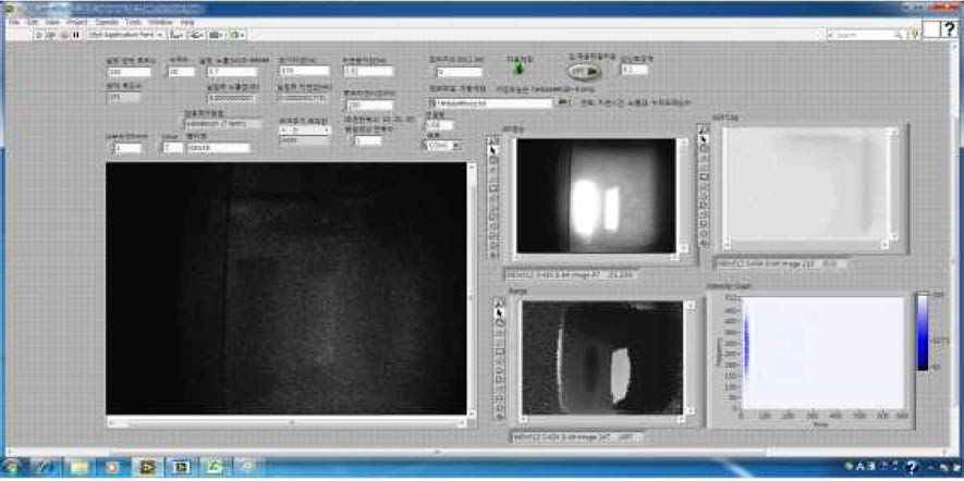 Labview기반으로 개발한 RGI영상시스템의 주 운영 소프트웨어 화면구성