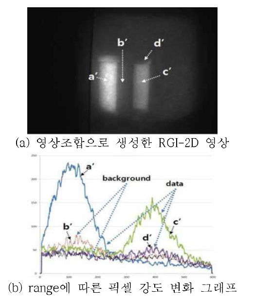 비가시 환경에서 측정한 RGI-2D 영상과 range에 따른 강도 변화