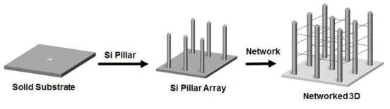 Pillar를 이용한 network 형태의 3차원 나노구조체 제조.